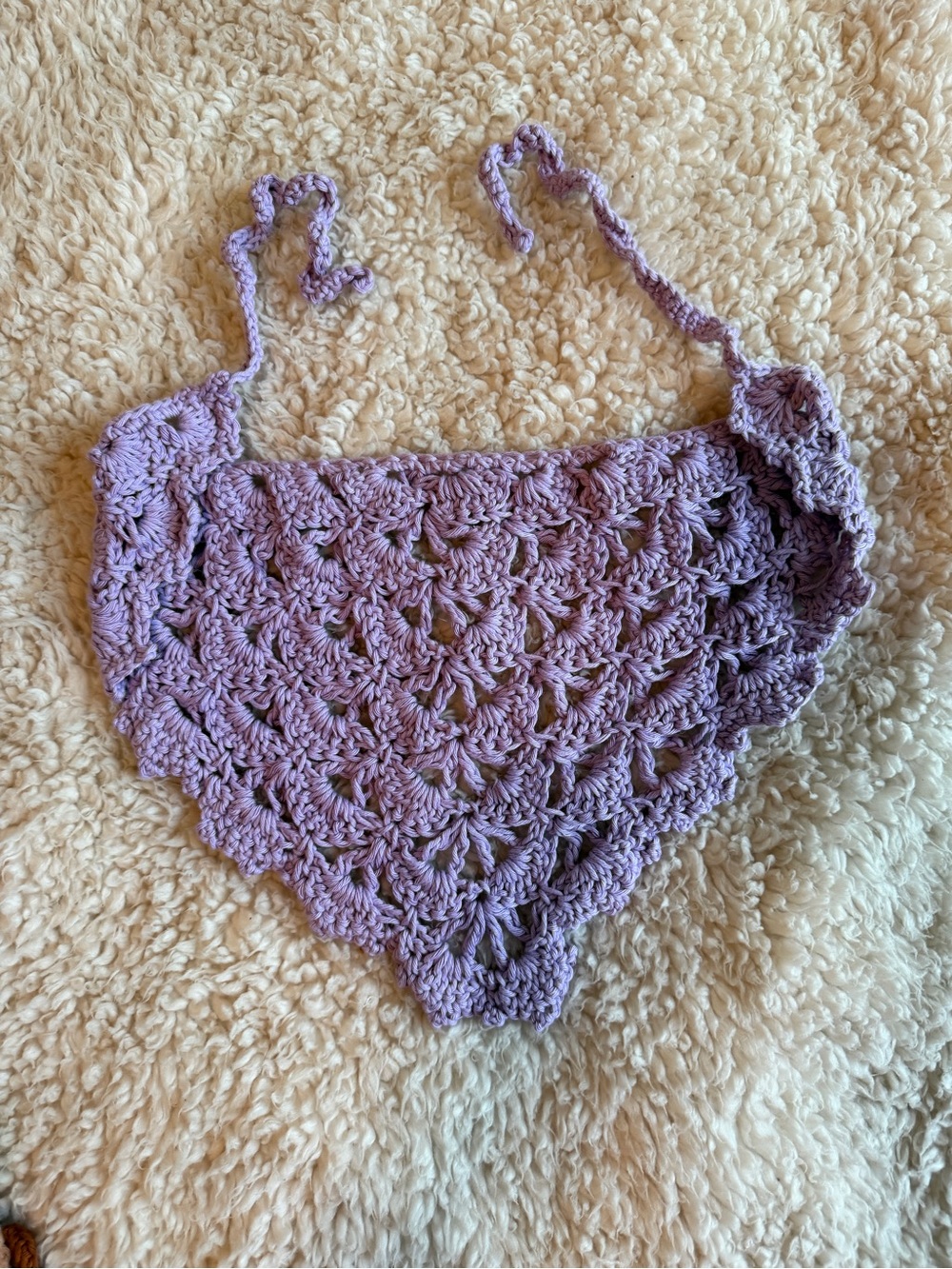 Handmade Lavender Crochet Shell Stitch Bandana